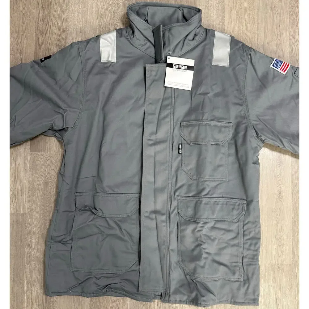 Crude FR Flame Resistant RPS New Men's Gray Insulated Work Jacket Size Large